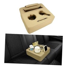 Car Back Seat Organizer, Leather Sofa Cup Holder Tray, Waterproof Sofa Beige