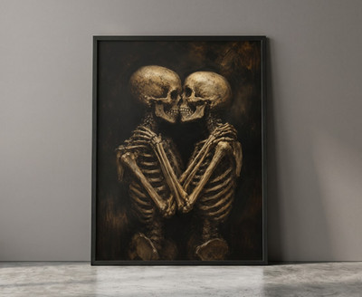 Gothic Skeleton Lovers Poster Eternal Kiss Wall Art Macabre Dark Aesthetic Print