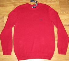 NEW CHAPS KNIT SWEATER COTTON RED 100 COTTON Mens S SMALL NWT 69.50 KNITTED
