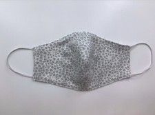 Gray Floral Cotton Face Mask, Double Layer, Filter Pocket