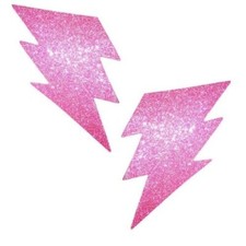 Lightening Bolt Pasties in Pink Glitter or Reflective Grey Rave Festival EDC EDM