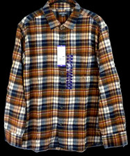 Eddie Bauer Men's Browns/Blues Plaid Bristol Flannel Shirt Size XXL