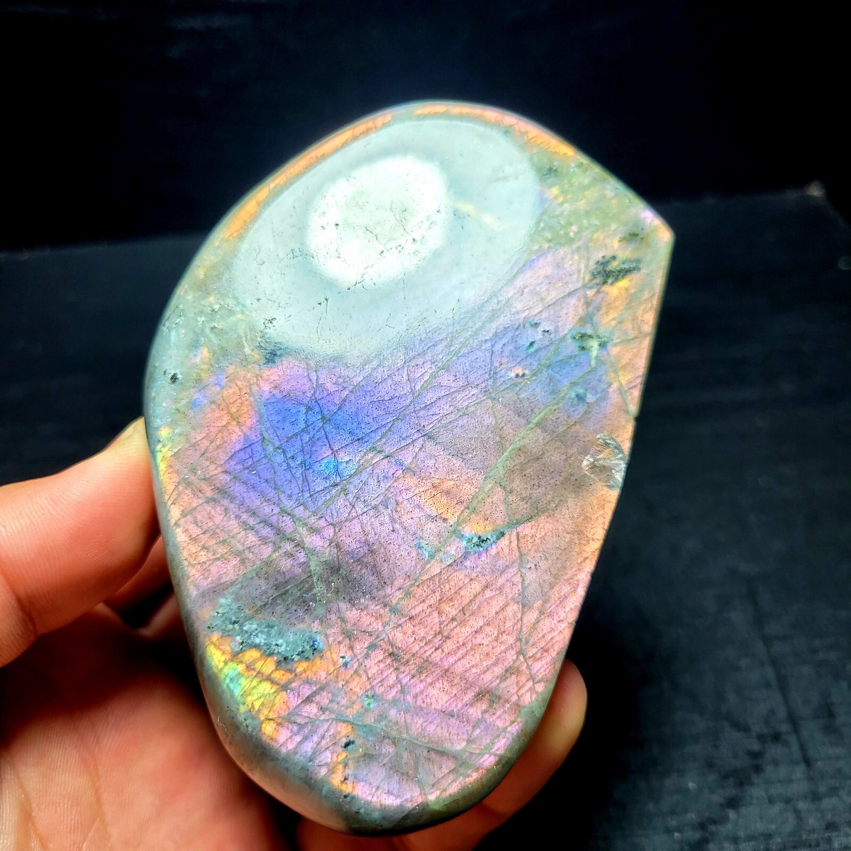590G Natural Purple Flash Rainbow Labradorite Polished