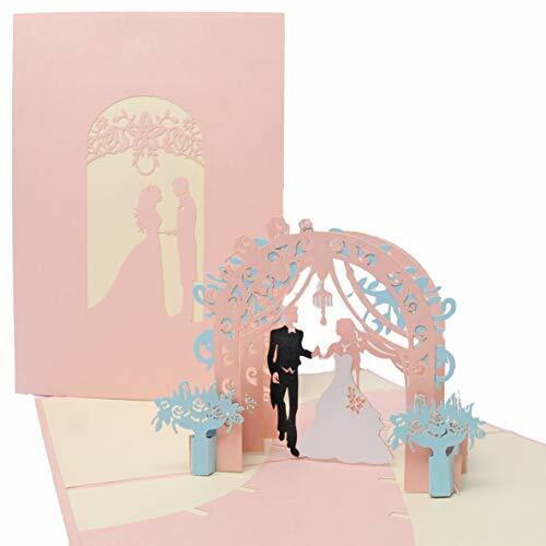 Favour Pop Up Biglietto di auguri per matrimonio. Blu rosa. (u8S)