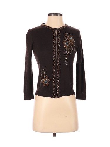 BCBGMAXAZRIA Women Black Silk Cardigan XS