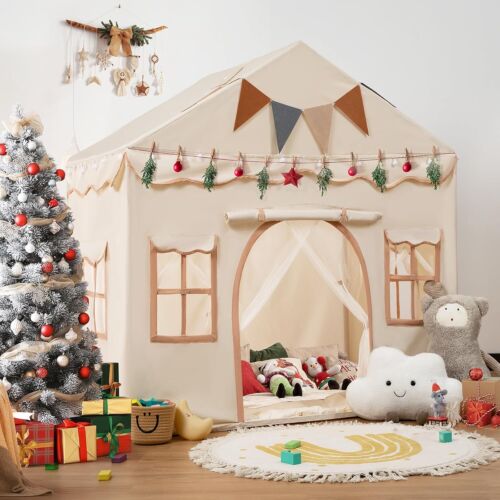 Playhouse 2 in 1 with Padded Mat and Lights, Large Play Tent with 2 Doors - Picture 9 of 9