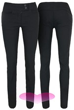 Ladies Girls Black Work School Office Trousers Stretch Fitted Skinny Pants 6-14.
