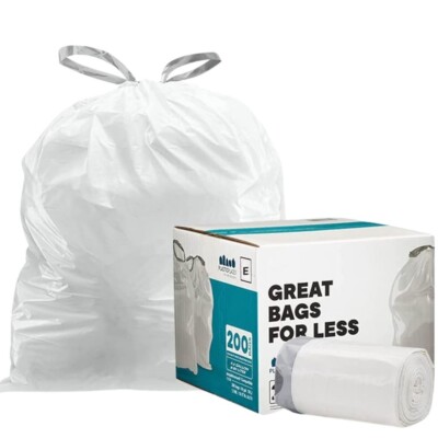 Plasticplace Custom Fit Trash Bags Compatible with simplehuman Code E, 200 Count