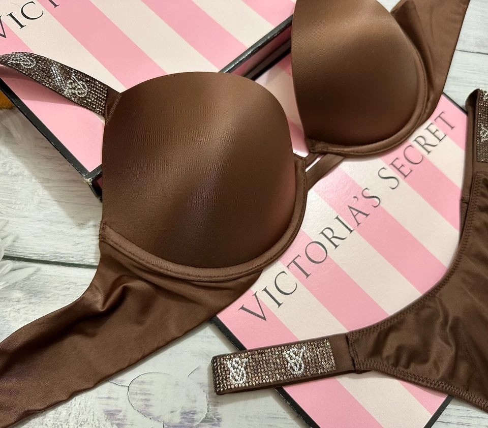 Victoria's Secret блеск гладкий ремень бюстгальтер пуш-ап стринги комплект гладкий мусс - Изображение 2 из 4