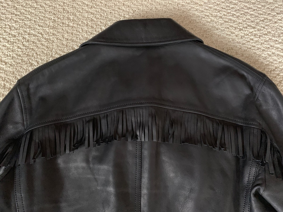 NWT TOM FORD Black Waxed Leather Fringe Western Zip Jacket NWT TOM FORD Black Waxed Leather Fringe Western Zip Jacket