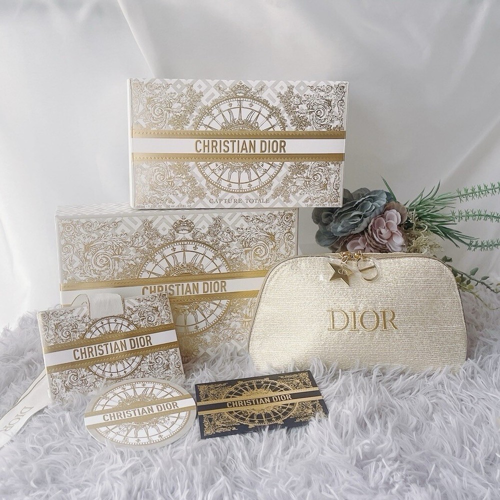 Dior Holiday 2024 Pouch Round Gift Box Bundle Christmas Limited Gold
