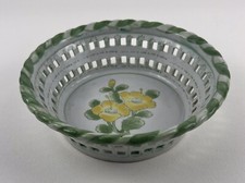 Bread Basket Bowl Ceramic Woven Floral Round ...