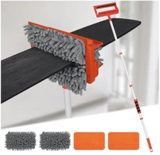 Ceiling Fan Duster with 62.5" Extendable Handle, Reusable Microfiber Mop Head