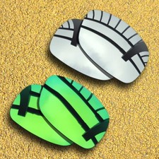 US 2 Pairs Lenses Replacement for-Oakley Ravishing Polarized-Green Silver Mirror