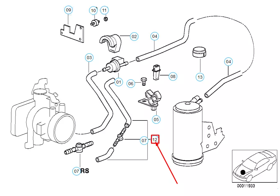 NEW BMW 3 E36 FUEL TANK BREATHER VALVE HOSE 13901743624 1743624 