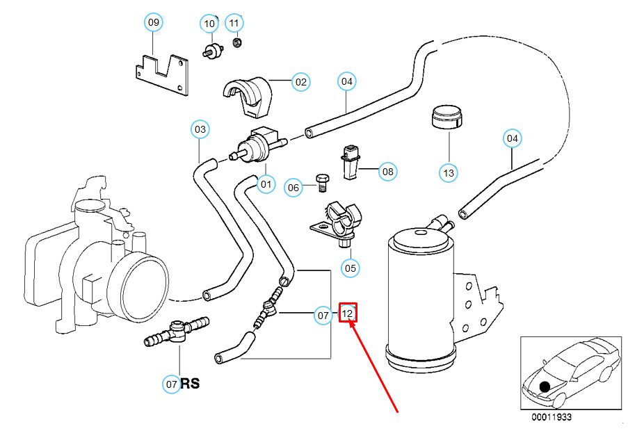 NEW BMW 3 E36 FUEL TANK BREATHER VALVE HOSE 13901743624 1743624  
