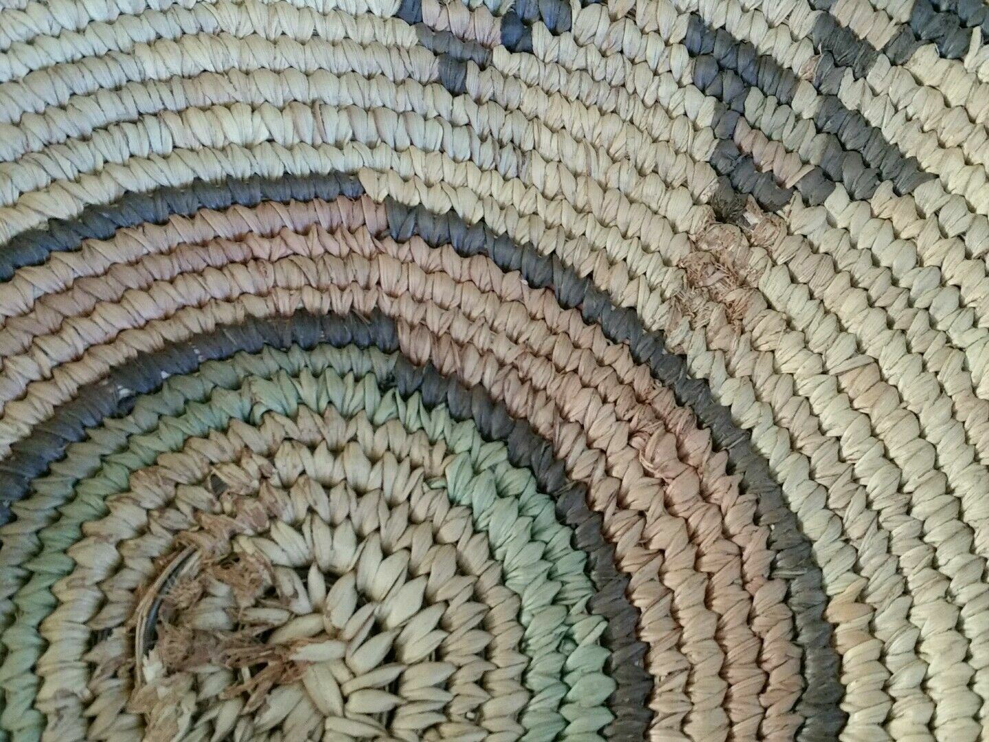 Beautiful Antique 13in African Intricate Woven Basket 