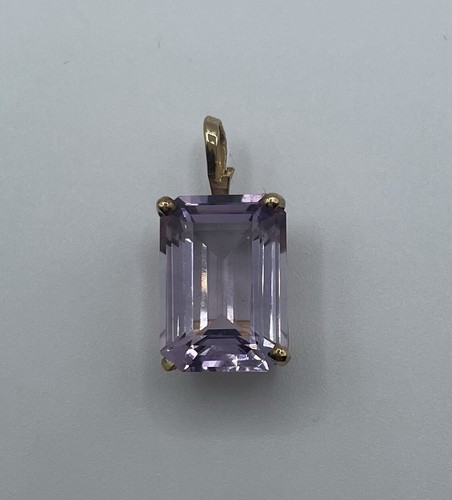 10k Solid Yellow Gold Amethyst Rectangle Pendant | eBay