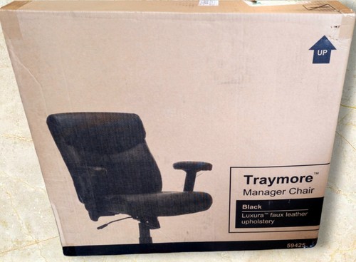 BRAND NEW SEALED: Staples Traymore Luxura Managers Black Chair 59425 "LAST ONE" - Picture 3 of 4