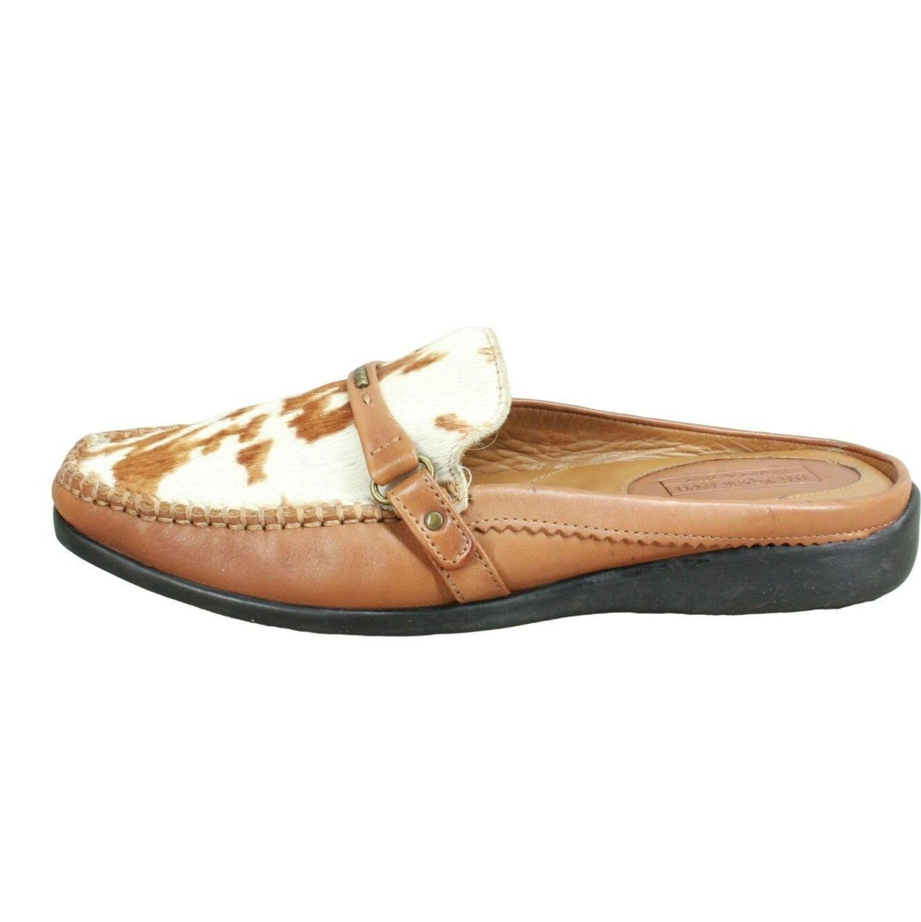 SAOLA H.S. Trask & Co. Mules donna pelle marrone slip on suola vibram pelliccia taglia 6 M