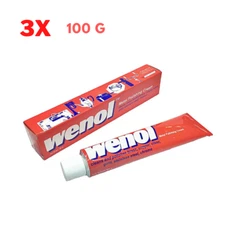 3x Wenol Metal Polishing Cream Clean Brass Copper Stainless Steel Chrome 100g
