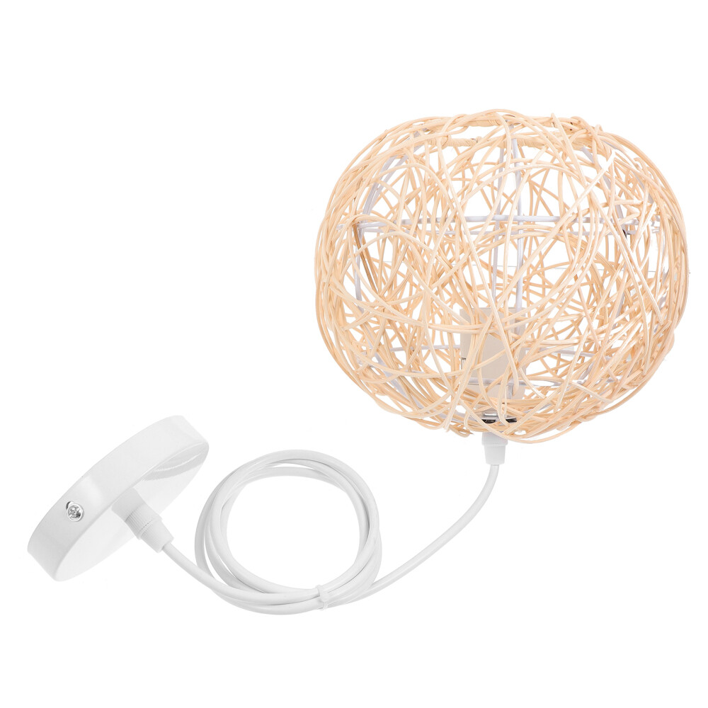 Rattan Chandelier Home Ceiling Lamp Khaki Color Light Fixture