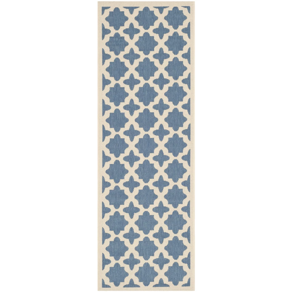 SAFAVIEH Indoor Outdoor CY6913-243 Courtyard Blue / Beige Rug - Image 3 of 4