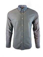 Hackett London Shirt HKT Oxford Men's Pinpoint Slim Fit Formal Cotton Dark Grey