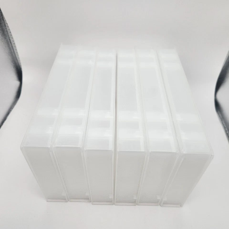 Lote de 6 estuches de cinta VHS de plástico duro - blanco esmerilado/transparente Foto 4 de 4