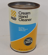 P&D Cream Hand Cleaner Tin Can Metal Container w/ Lid 1970s 1980s Auto Shop PROP