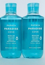 2 BATH  BODY WORKS PAPAYA PARADISE COVE MICELLAR BODY WASH 10oz 295ml NEW