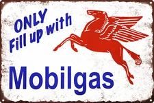 Mobilgas Mobil Gas Oil Pegasus Pump Plate Man Cave Metal Sign Repro 8x12" 60578