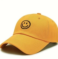 Image of Smiley Face Embroidered Baseball Cap Happy YELLOW Unisex Rave Party Hat NEW