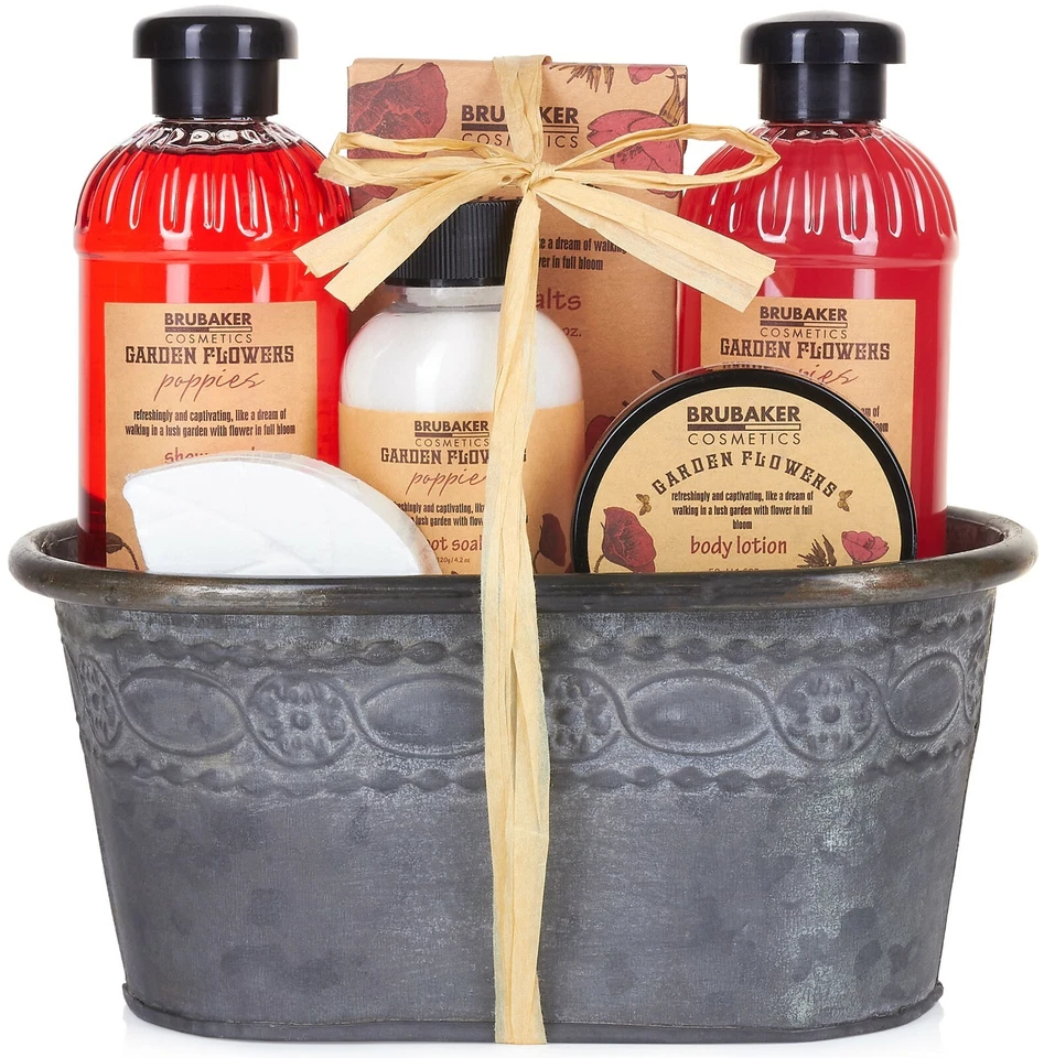 BRUBAKER Körperpflege Set Damen Badeset Geschenkset Mohn Blumen Duft Geschenke für Frauen