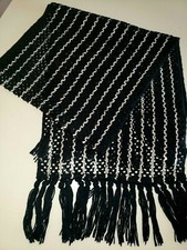 womens FANCY NEW YEARS EVE WEAR BLACK SILVER SEQUIN SCARF 74 X 20 INCH NICE