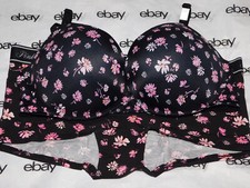 NEW Victoria's Secret Pink Super Push-Up Bra Floral 38C  Boyshort Set Large VS