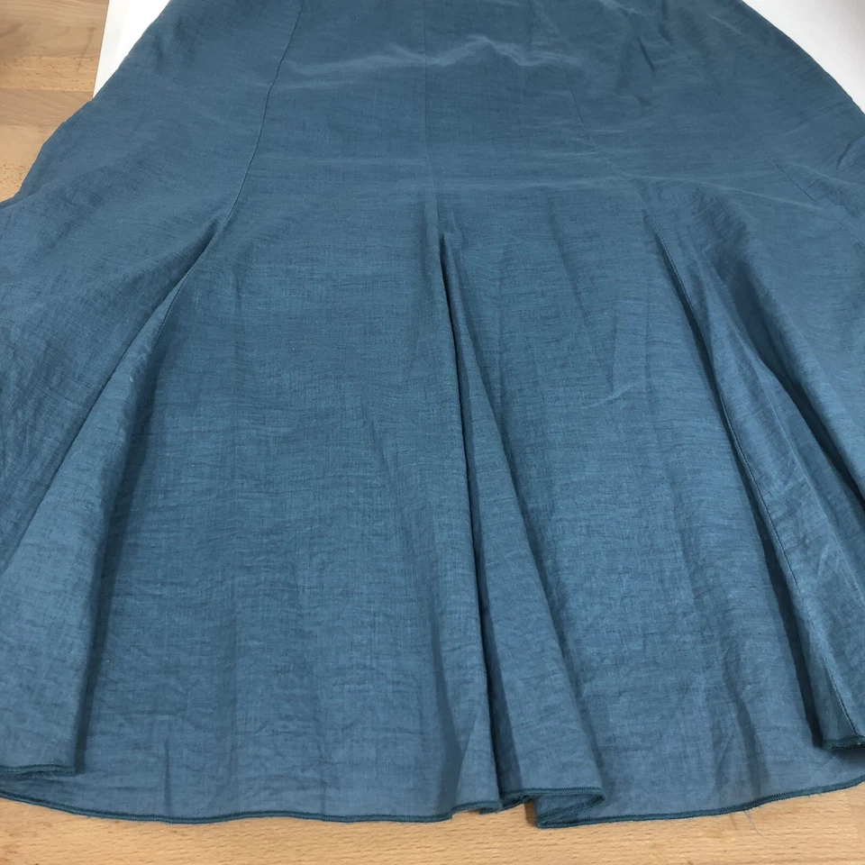 Женская юбка с подкладкой New York & Co 10 Fit Flare трапециевидная бирюзово-голубая карьерная - Изображение 3 из 4