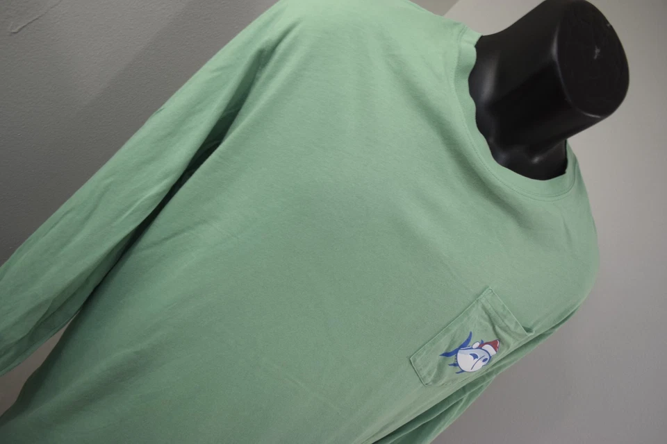 Футболка с карманом Southern Tide зеленая с длинным рукавом рождественская мужская размер 2XL XXL - Изображение 3 из 4