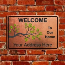 Custom Home Tree Address Sign Copper Silver White Wood Look Aluminum Metal 12x8