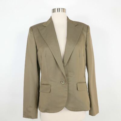 Ralph Lauren Black Label Blazer Jacket Women Silk Satin One Button Olive  Green