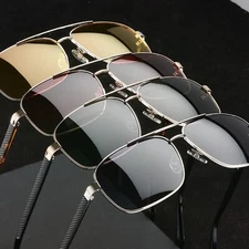 Xagger Polarized Brow Bar Square Aviator Sunglasses for Men Retro Pilot Military