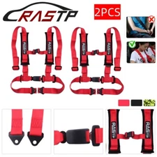 2xRed Universal Vehicle Racing 4 Point Auto Car Belt Buckle Harness