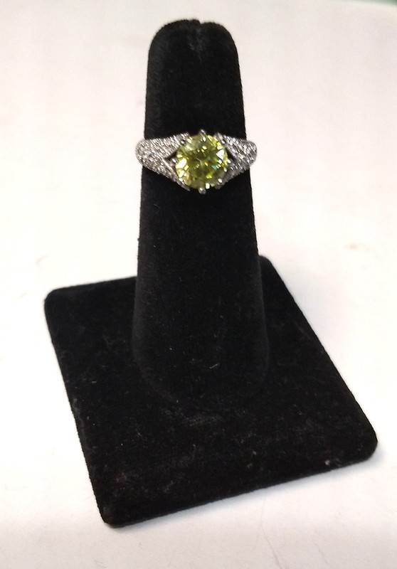 Vintage Signed JOE ESPOSITO Sterling Silver 925 Peridot Rhinestone 6.75 With Box