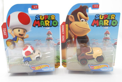 New Lot of 2 Hot Wheel Diecast Super Toad Donkey Kong Character Cars (D)