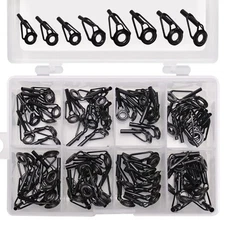 80pcs Fishing Rod Tip Repair Kit, Stainless Steel & Ceramic, Black, 8 Sizes, ...