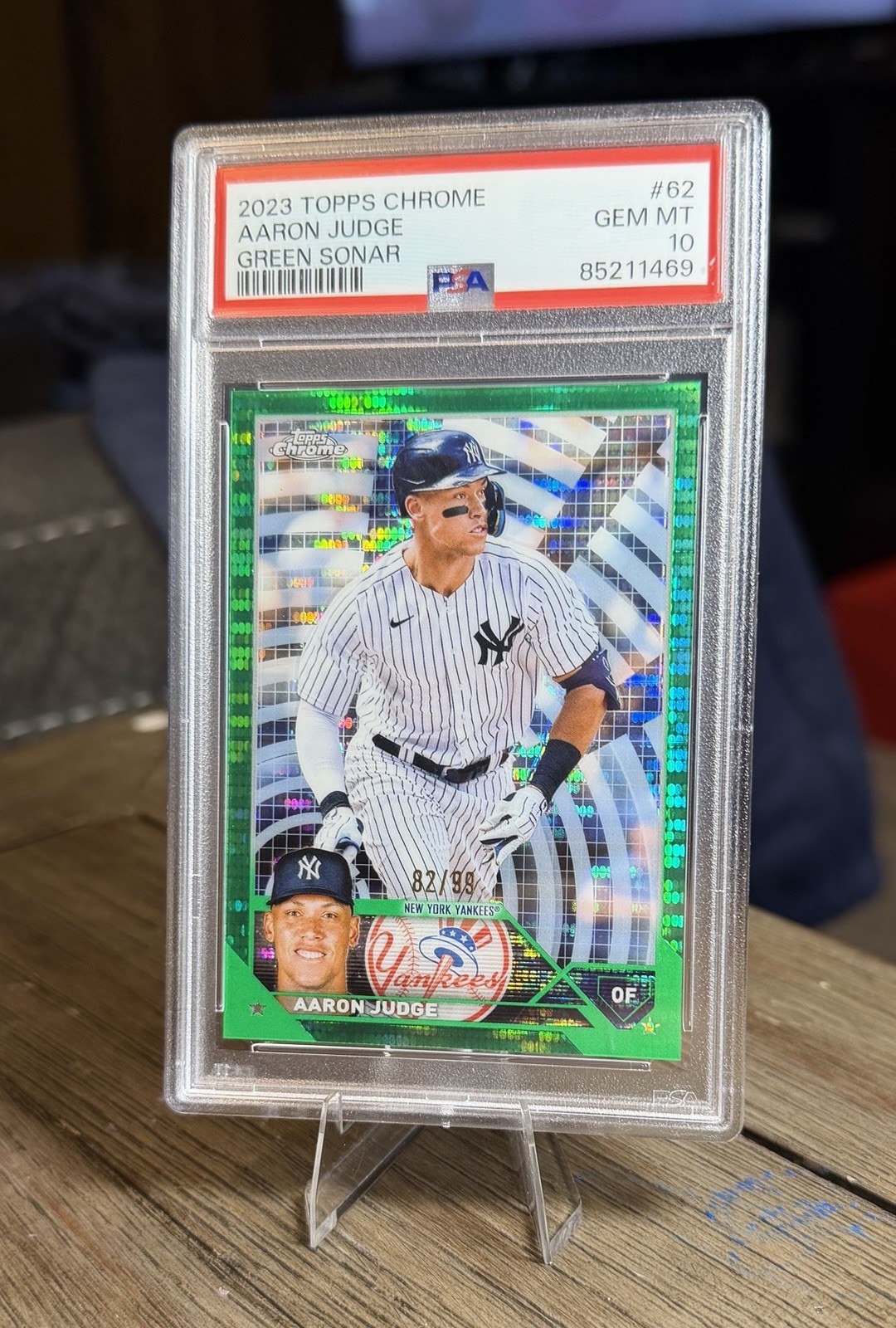 2023 Topps Chrome - Aaron Judge #62 Green Sonar Refractor /99 PSA 10 YANKEES