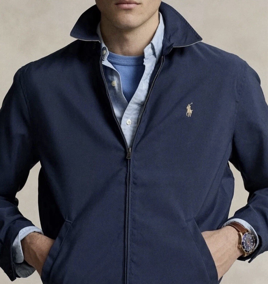 Polo Ralph Lauren Bi Swing Harrington Jacket Men's Large Blue