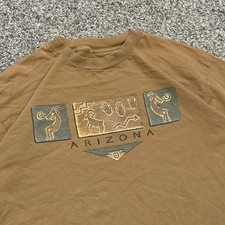 Vintage 90s Single Stitch Arizona Graphic TShirt Mens XL Tan Native American Tee