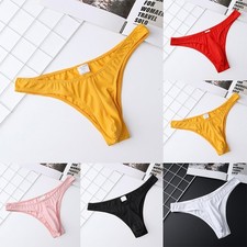 Mens Cotton Briefs T-Back Thongs Underwear Low Rise Bikini G-String Underpants