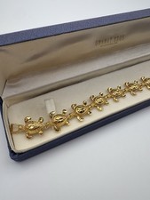 Vintage Gold Tone Turtle Link Bracelet Granat Bros Box Sea Turtle 7.5”